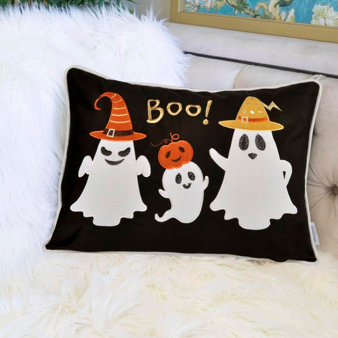 Halloween Ghost Velvet Throw Pillow With Polyester Insert - Dreamtide - Omega Lifestyles