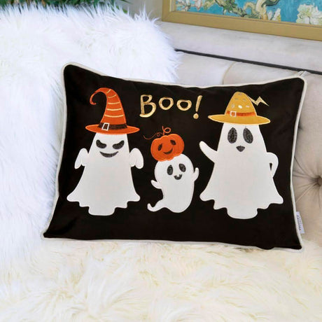 Halloween Ghost Velvet Throw Pillow With Polyester Insert - Dreamtide - Omega Lifestyles