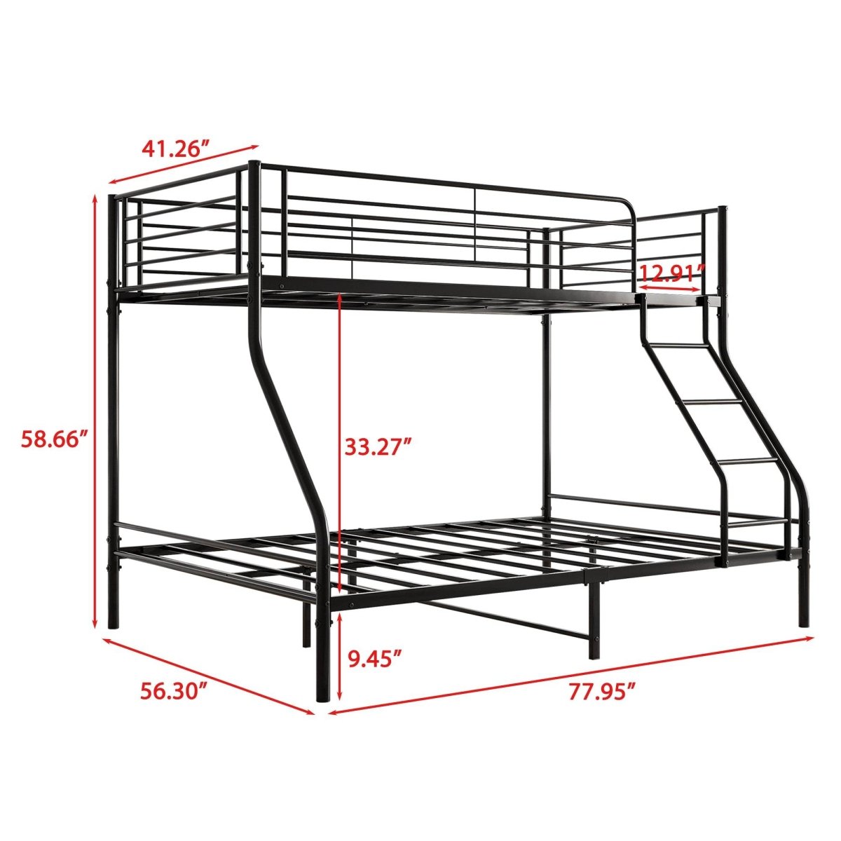Heavy Duty Twin - Over - Full Metal Bunk Bed Frame - Dreamtide - Omega Lifestyles