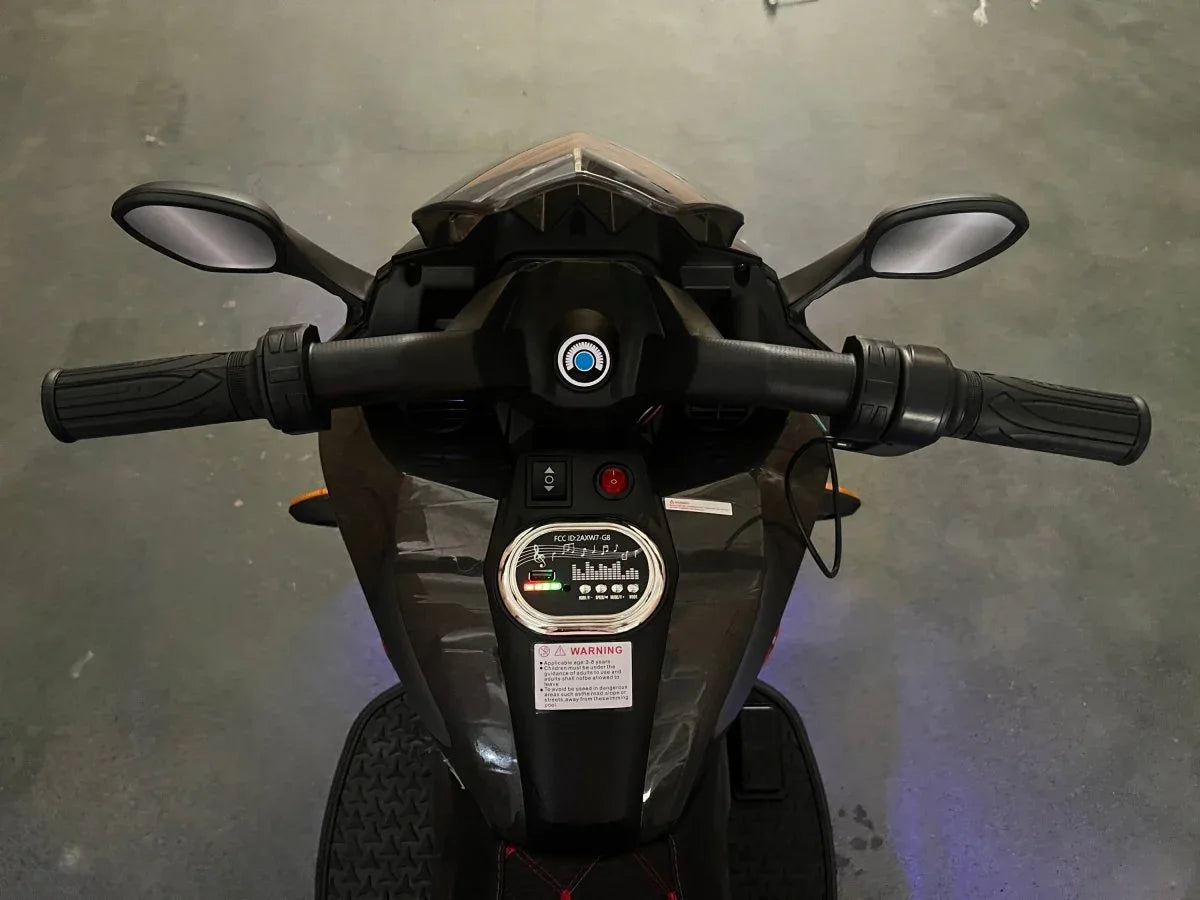 Kids 3-Wheel Ride-On Motorcycle With PU Seat Lighting - Omega Lifestyles