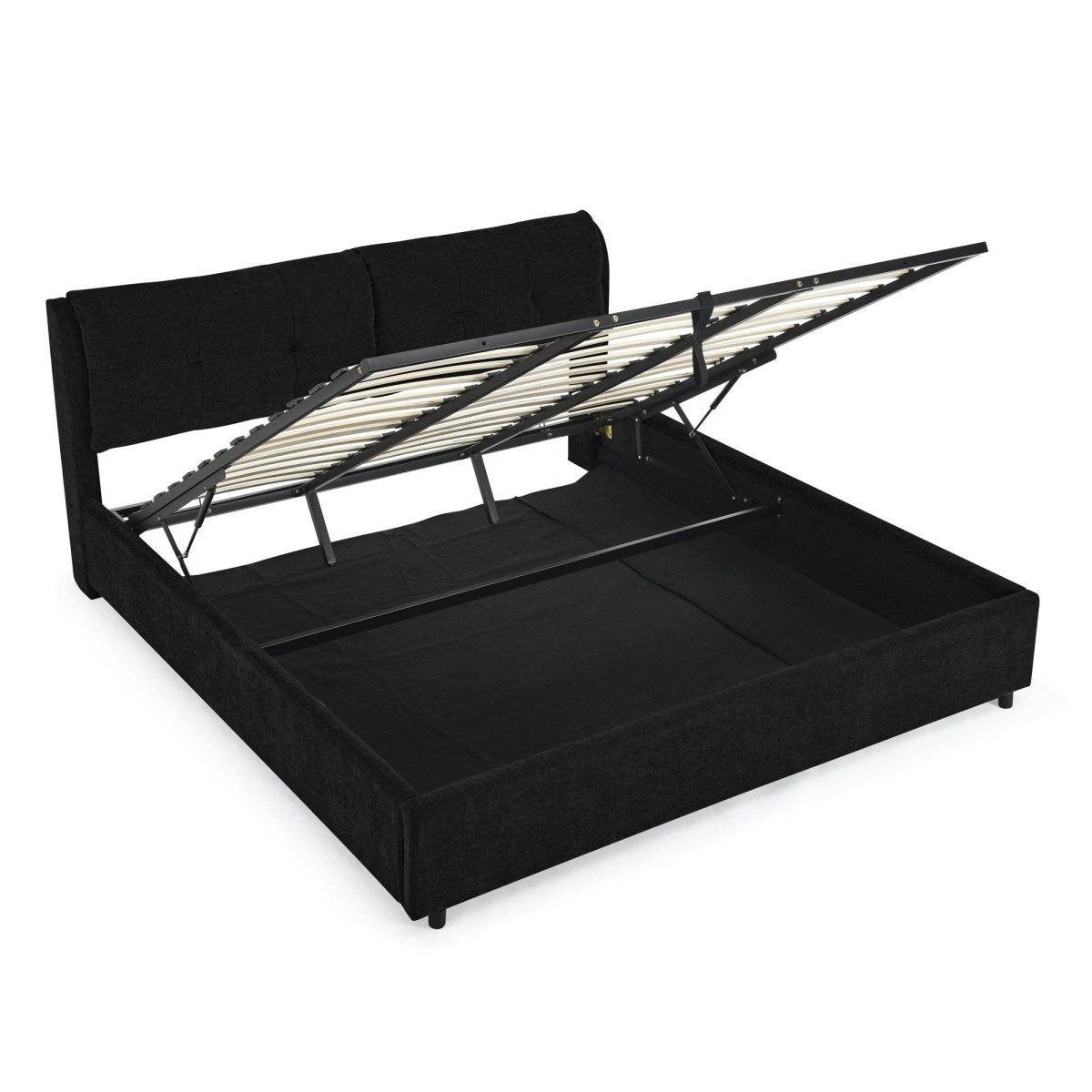 King Chenille Upholstered Hydraulic Storage Platform Bed Frame - Dreamtide - Omega Lifestyles
