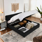 King Chenille Upholstered Hydraulic Storage Platform Bed Frame - Dreamtide - Omega Lifestyles