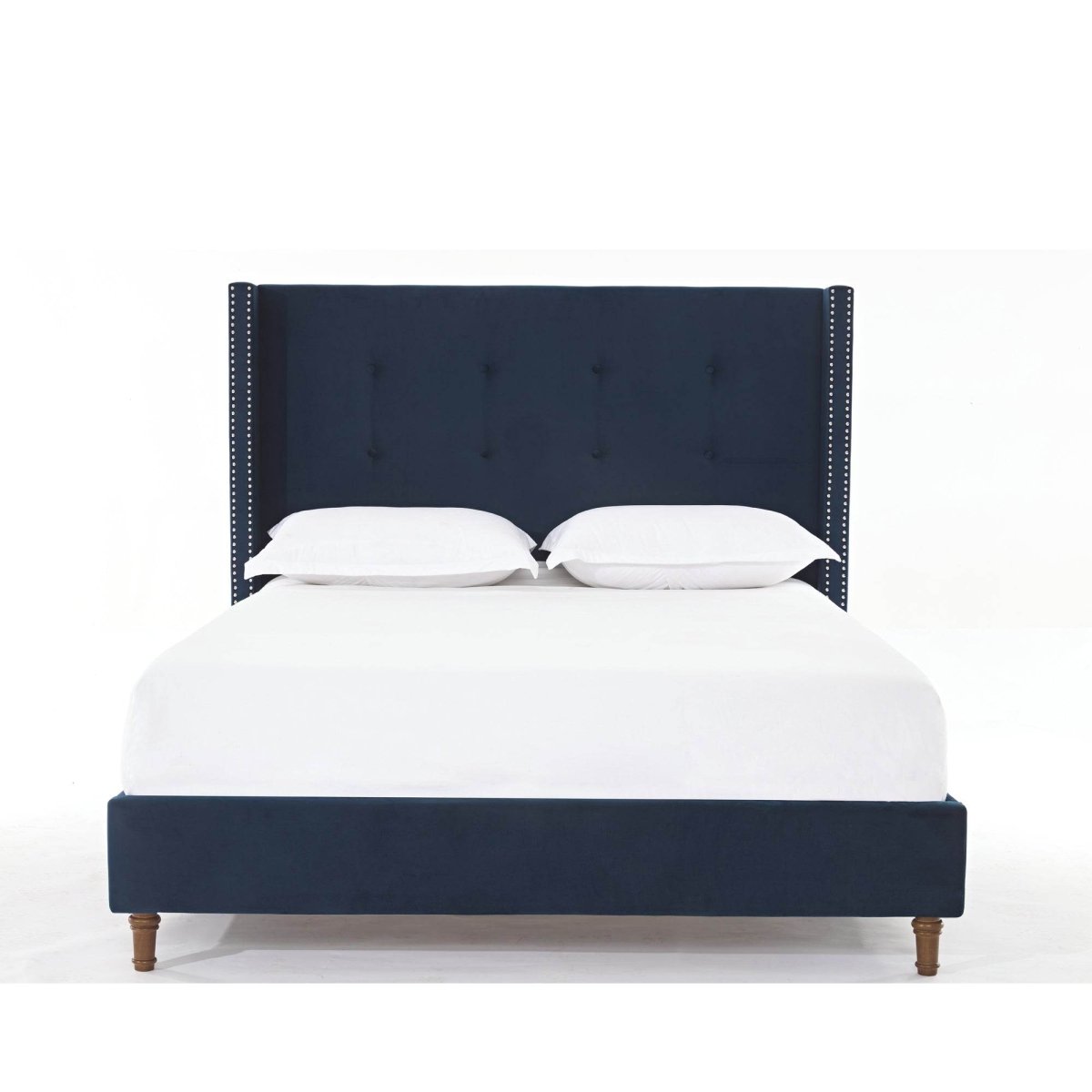 King Classic Velvet Upholstered Bed Frame With Wingback Headboard - Dreamtide - Omega Lifestyles