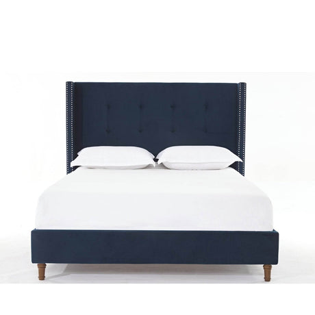 King Classic Velvet Upholstered Bed Frame With Wingback Headboard - Dreamtide - Omega Lifestyles