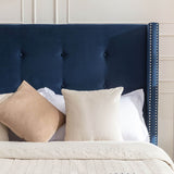 King Classic Velvet Upholstered Bed Frame With Wingback Headboard - Dreamtide - Omega Lifestyles