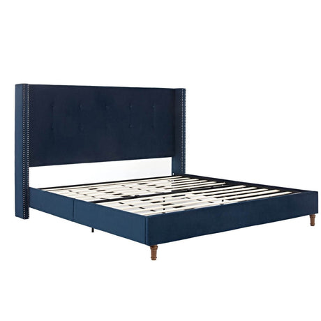 King Classic Velvet Upholstered Bed Frame With Wingback Headboard - Dreamtide - Omega Lifestyles
