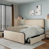 King Modern Metal Upholstered Bed Frame With Storage Drawers - Dreamtide - Omega Lifestyles