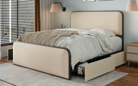 King Modern Metal Upholstered Bed Frame With Storage Drawers - Dreamtide - Omega Lifestyles