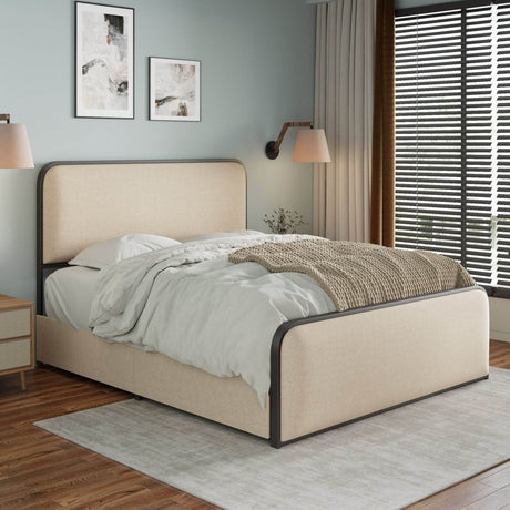 King Modern Metal Upholstered Bed Frame With Storage Drawers - Dreamtide - Omega Lifestyles