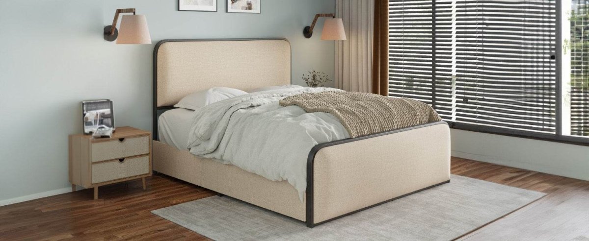 King Modern Metal Upholstered Bed Frame With Storage Drawers - Dreamtide - Omega Lifestyles