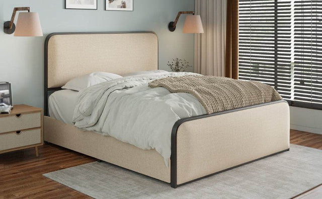 King Modern Metal Upholstered Bed Frame With Storage Drawers - Omega Lifestyles