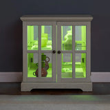 LED Antique White Glass Display Cabinet With LED Lighting - Omega Lifestyles