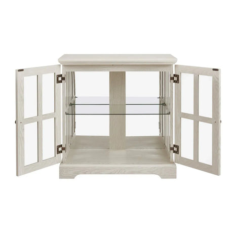 LED Antique White Glass Display Cabinet With LED Lighting - Omega Lifestyles