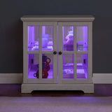 LED Antique White Glass Display Cabinet With LED Lighting - Omega Lifestyles