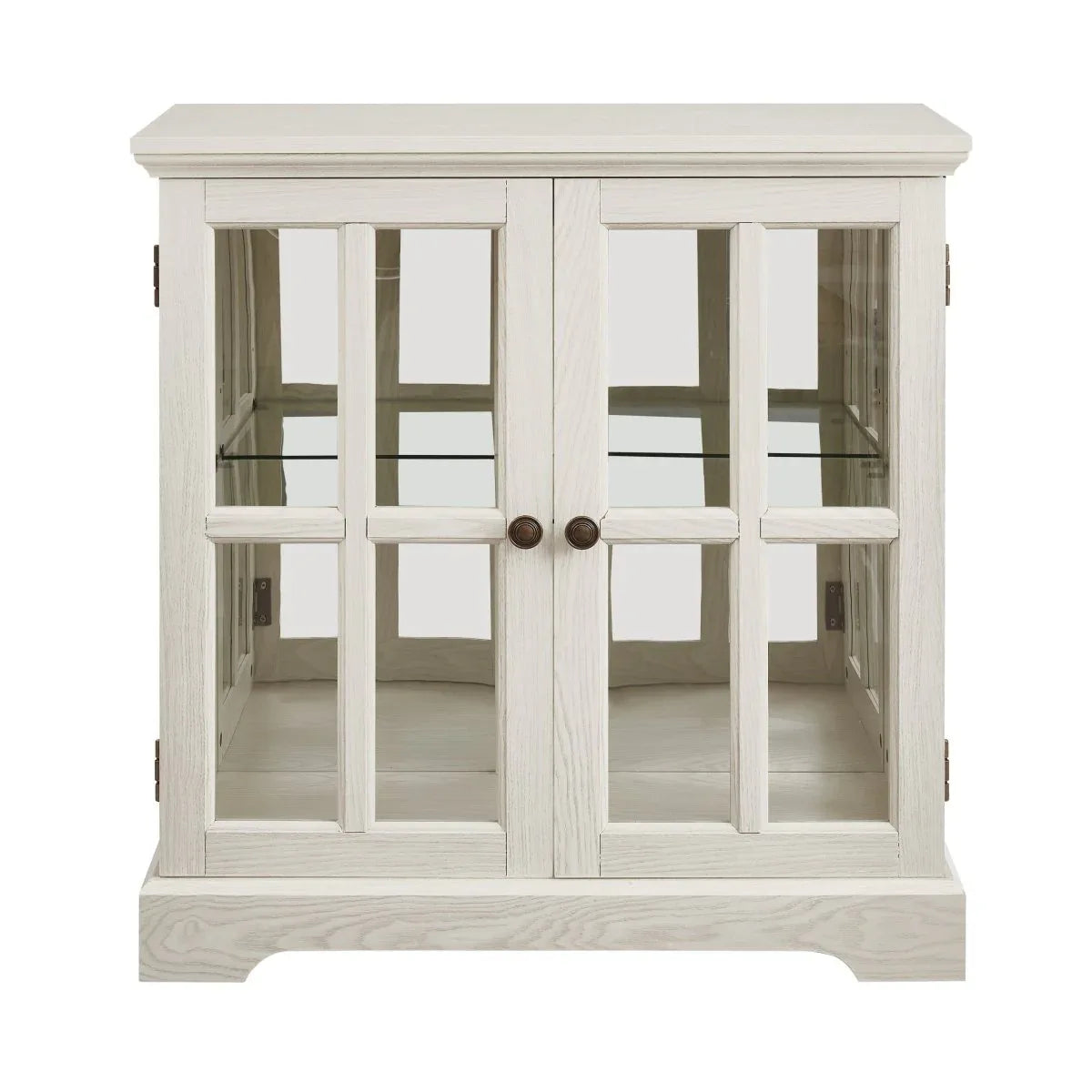 LED Antique White Glass Display Cabinet With LED Lighting - Omega Lifestyles