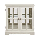 LED Antique White Glass Display Cabinet With LED Lighting - Omega Lifestyles