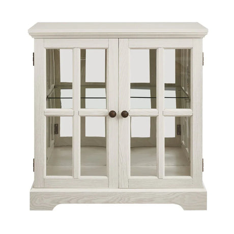 LED Antique White Glass Display Cabinet With LED Lighting - Omega Lifestyles