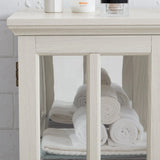 LED Antique White Glass Display Cabinet With LED Lighting - Omega Lifestyles