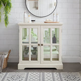 LED Antique White Glass Display Cabinet With LED Lighting - Omega Lifestyles