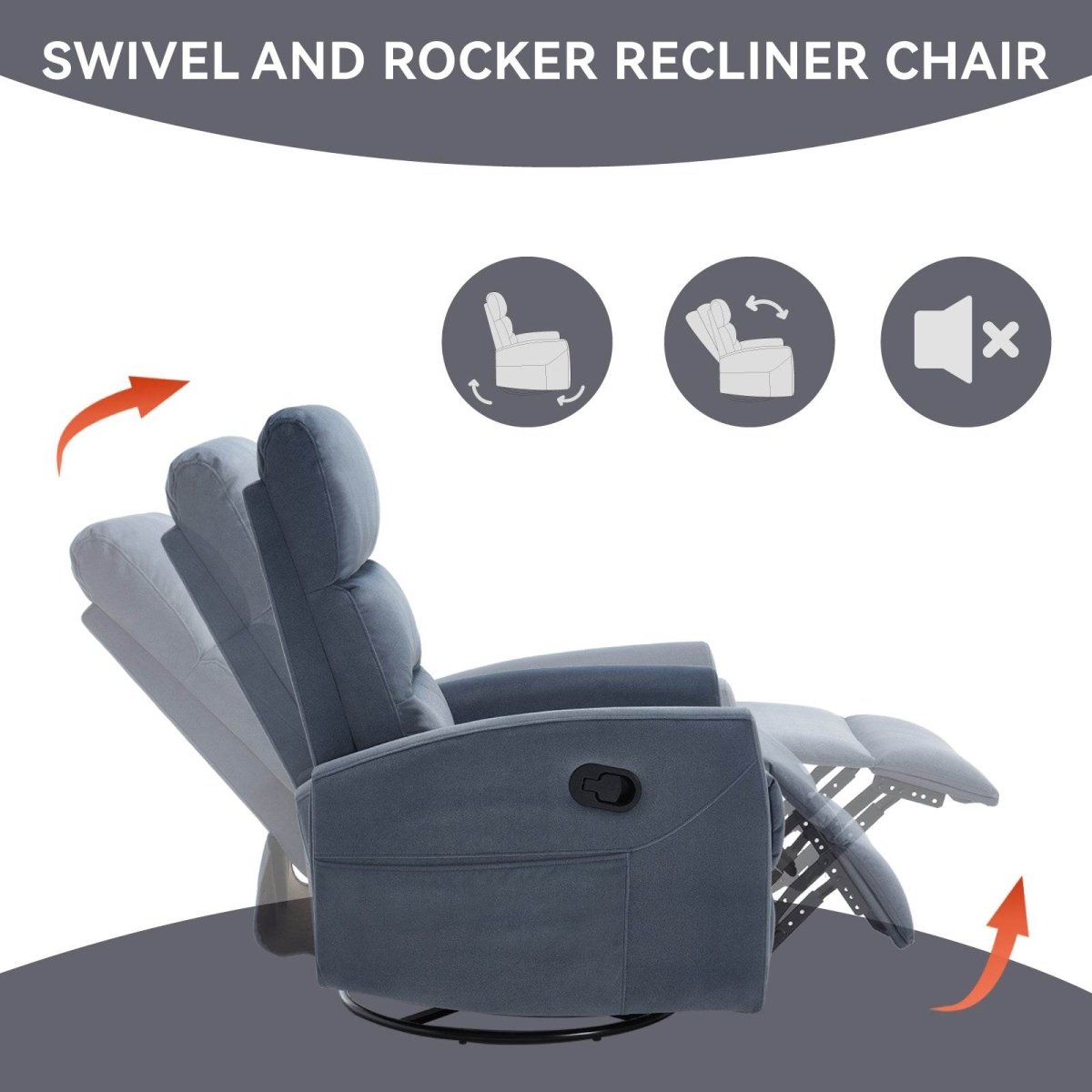 Manual Swivel Rocking Recliner Chair With Cushion Back - Dreamtide - Omega Lifestyles
