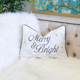 Merry Bright Embroidered Velvet Christmas Throw Pillow - Dreamtide - Omega Lifestyles