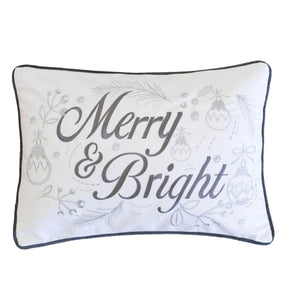 Merry Bright Embroidered Velvet Christmas Throw Pillow - Omega Lifestyles