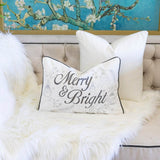 Merry Bright Embroidered Velvet Christmas Throw Pillow - Dreamtide - Omega Lifestyles