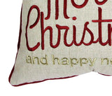 Merry Christmas Gold Accent Polyester Throw Pillow 20x20 - Dreamtide - Omega Lifestyles