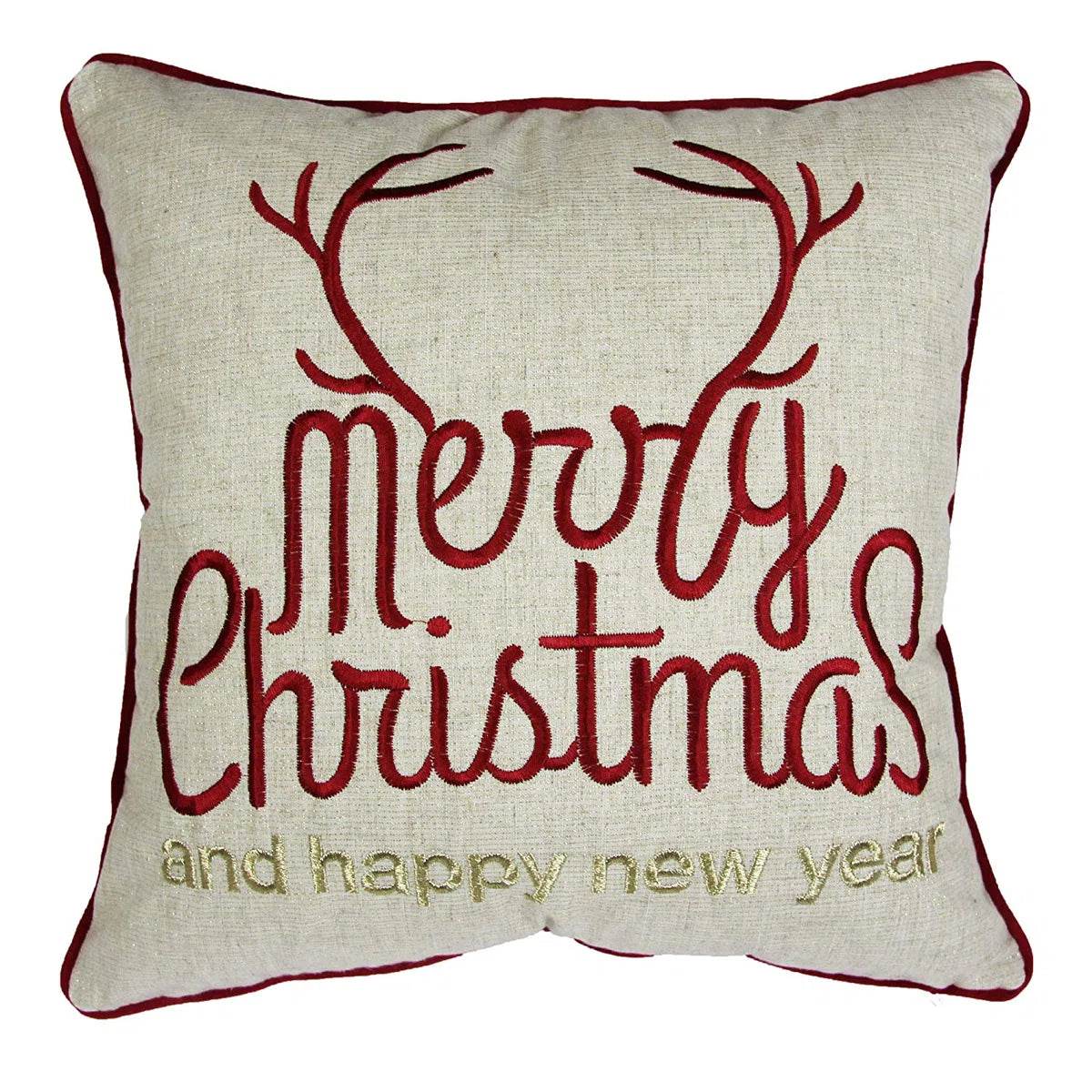 Merry Christmas Gold Accent Polyester Throw Pillow 20x20 - Dreamtide - Omega Lifestyles