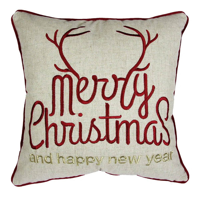 Merry Christmas Gold Accent Polyester Throw Pillow 20x20 - Dreamtide - Omega Lifestyles