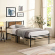 Metal Twin Size Bed Frame With Wood Panel Headboard - Sleep Galleria