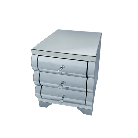 Mirrored Luxury Modern 3-Drawer Bedside Cabinet - Omega Lifestyles