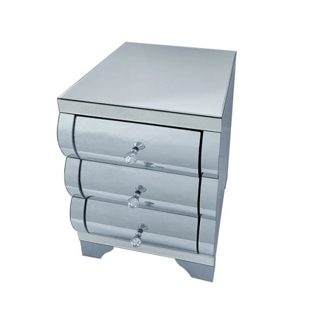 Mirrored Luxury Modern 3-Drawer Bedside Cabinet - Omega Lifestyles