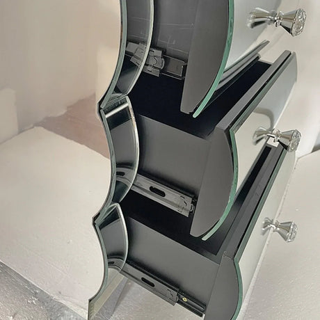 Mirrored Luxury Modern 3-Drawer Bedside Cabinet - Omega Lifestyles