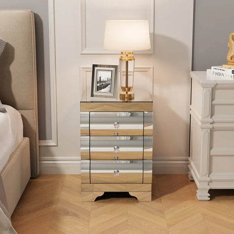 Mirrored Luxury Modern 3-Drawer Bedside Cabinet - Omega Lifestyles