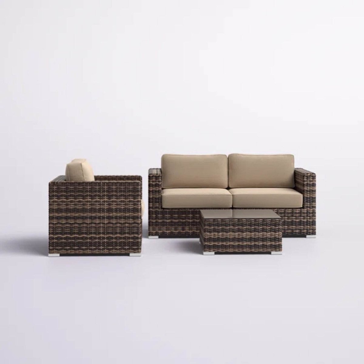 Modern Brown HDPE Wicker Outdoor Seating Group With Cushions - Dreamtide - Omega Lifestyles