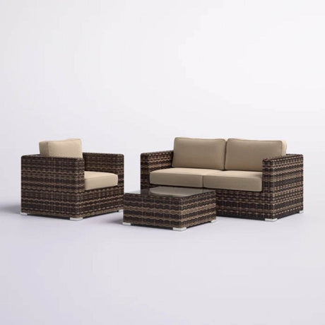 Modern Brown HDPE Wicker Outdoor Seating Group With Cushions - Dreamtide - Omega Lifestyles