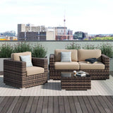 Modern Brown HDPE Wicker Outdoor Seating Group With Cushions - Dreamtide - Omega Lifestyles