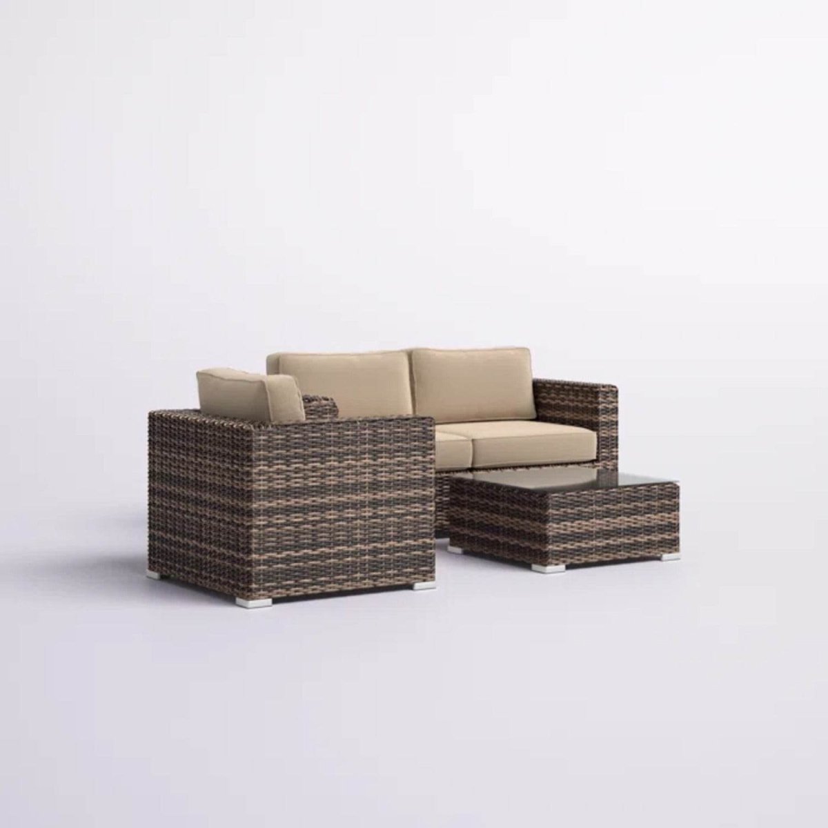 Modern Brown HDPE Wicker Outdoor Seating Group With Cushions - Dreamtide - Omega Lifestyles