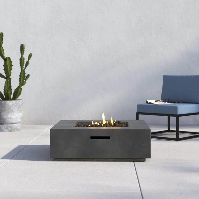 Modern Concrete Push-Button Ignition Outdoor Fire Pit Table - Omega Lifestyles