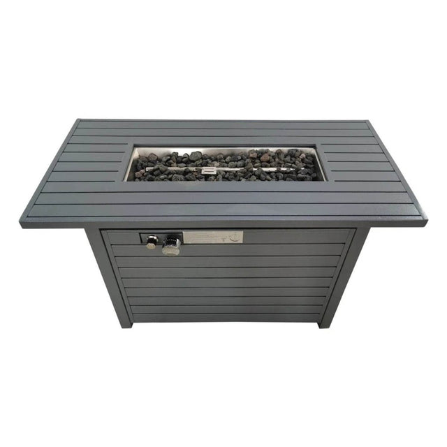Modern Gray Steel 50000 BTU Outdoor Fire Pit Table - Dreamtide - Omega Lifestyles
