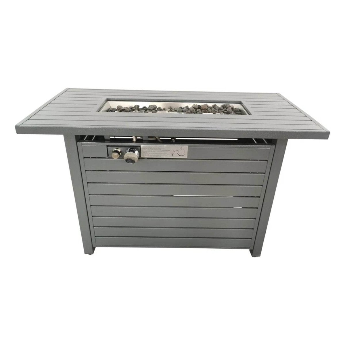 Modern Gray Steel 50000 BTU Outdoor Fire Pit Table - Dreamtide - Omega Lifestyles