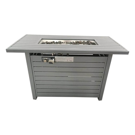 Modern Gray Steel 50000 BTU Outdoor Fire Pit Table - Dreamtide - Omega Lifestyles