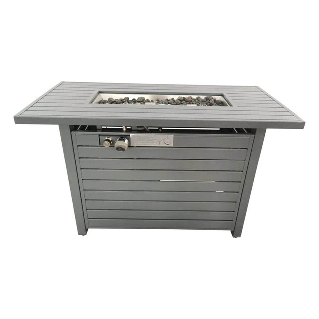 Modern Gray Steel 50000 BTU Outdoor Fire Pit Table - Omega Lifestyles