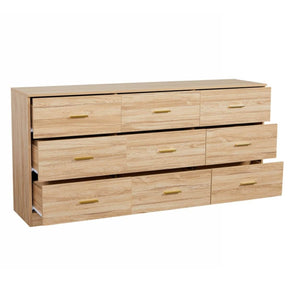 Modern Natural Engineered Wood 9-Drawer Dresser - Omega Lifestyles