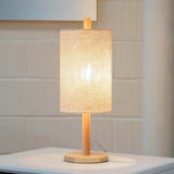 Modern Oak Wood Table Lamp With Paper Rattan Shade - Sleep Galleria