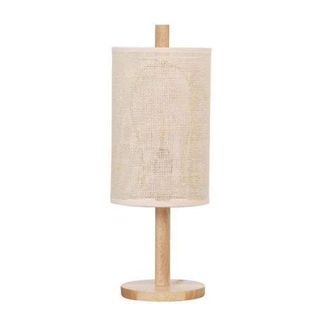 Modern Oak Wood Table Lamp With Paper Rattan Shade - Sleep Galleria