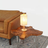 Modern Oak Wood Table Lamp With Paper Rattan Shade - Sleep Galleria