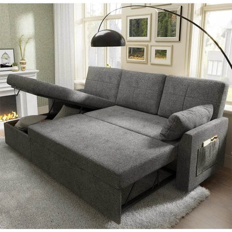 Modern Sleeper Sofa Bed With Storage Chaise - Omega Lifestyles