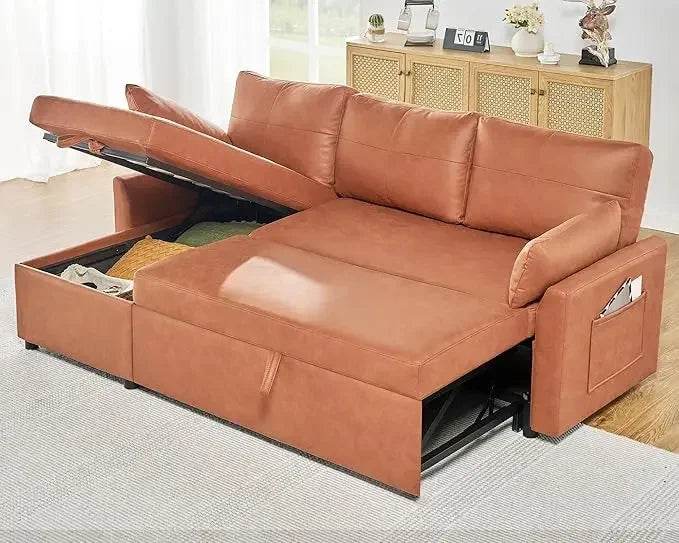 Modern Sleeper Sofa Bed With Storage Chaise - Omega Lifestyles